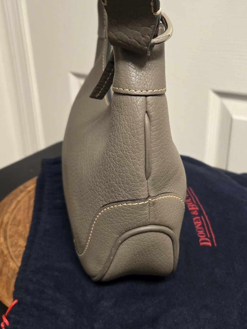 Dooney & Bourke Taupe Pebbled Leather Shoulder Bag - Picture 4 of 11